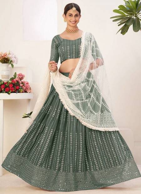 Sage Green Colour Siya Vol 1 Aawaiya New Latest Designer Exclusive Georgette Lehenga Choli Collection 8004